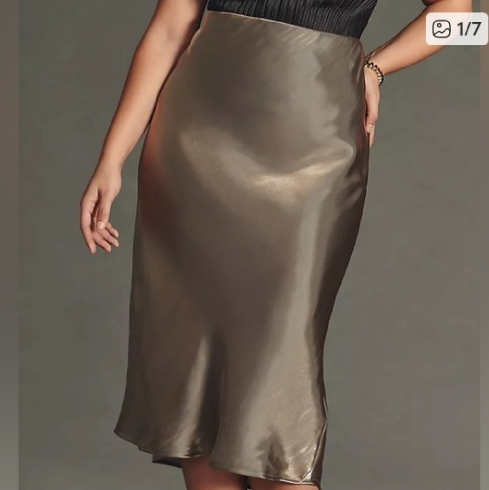 Anthropologie The Elyse Slip Skirt Satin - Picture 6 of 6